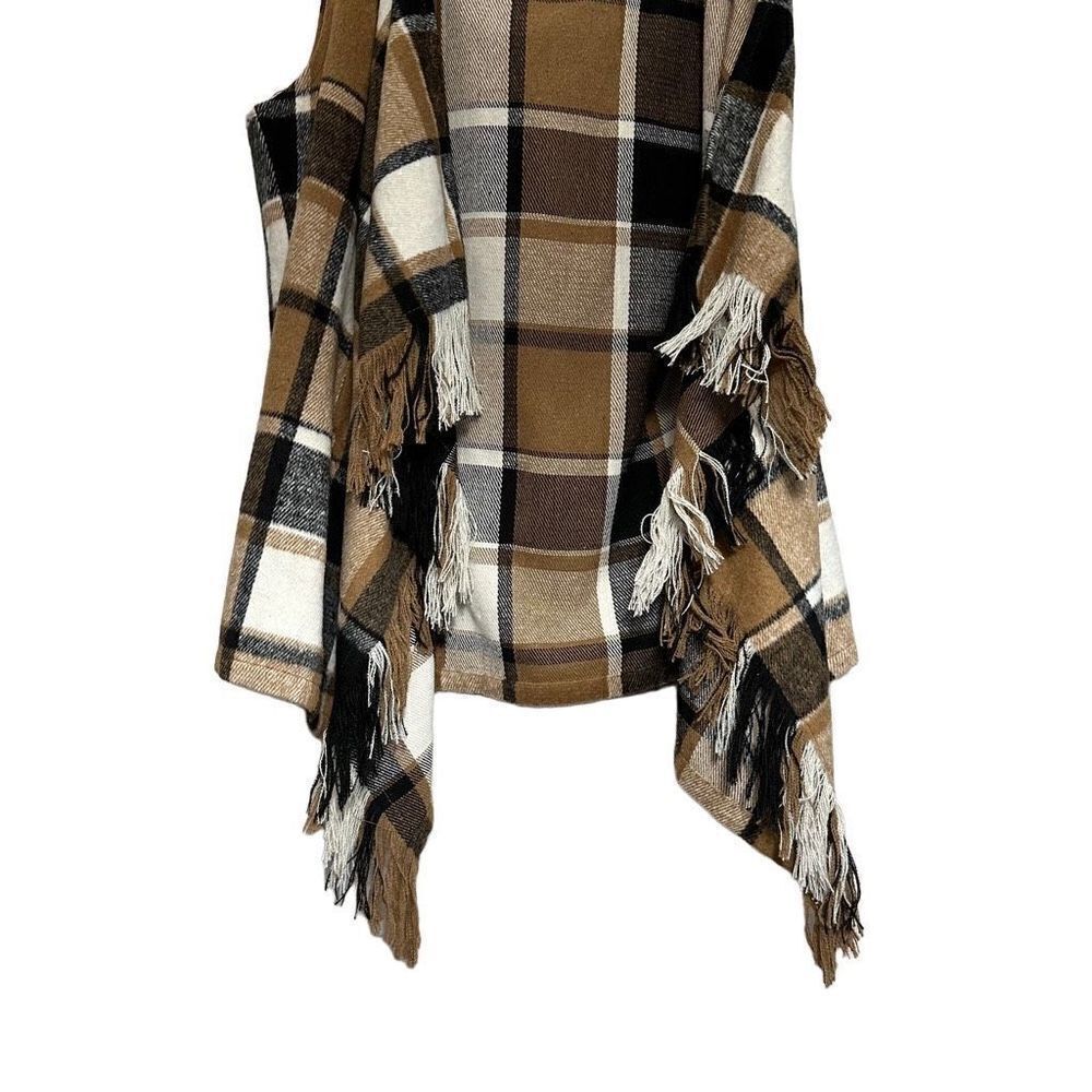 Altard State Women's Brown Plaid Hooded Cardigan Vest Size large - Picture 5 of 7